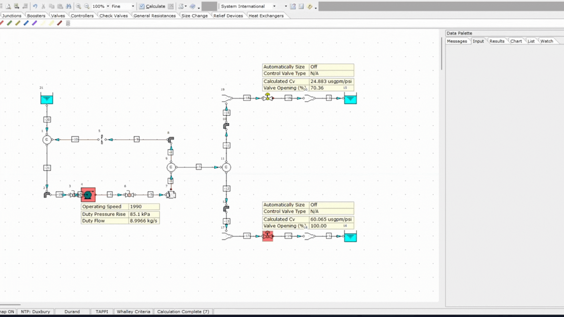 Auto size control valves in FluidFlow