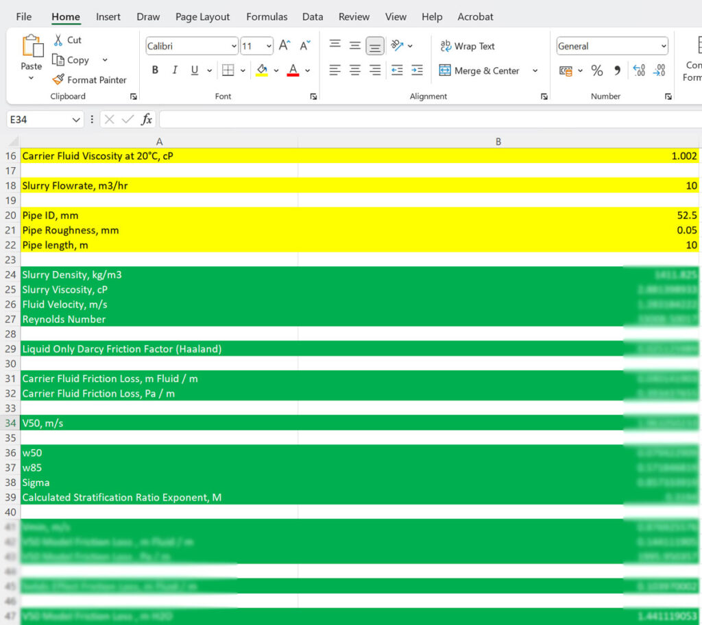 FluidFlow Slurry Calculation Spreadsheet