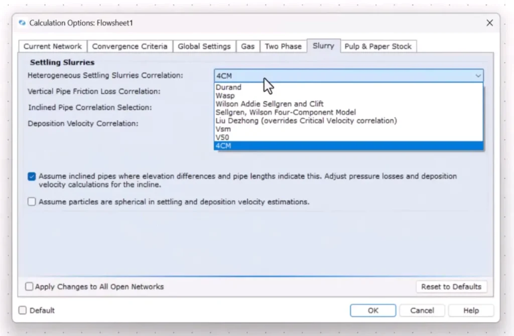 FluidFlow Heterogeneous Settling Slurry Correlations