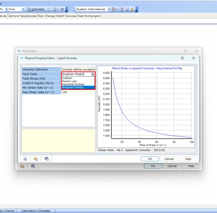 FluidFlow Non-Newtonian Viscosity Modeling