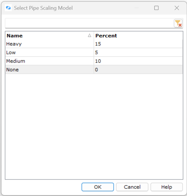 Select Pipe Scaling Model FluidFlow